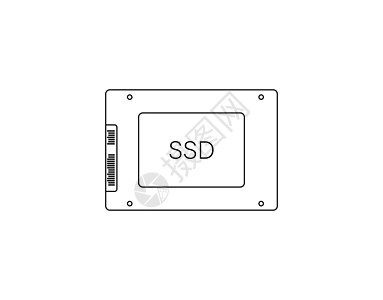固态驱动器 ssd 图标 矢量插图 平面设计标识磁盘技术网络服务器中风阴影容量贮存闪光图片