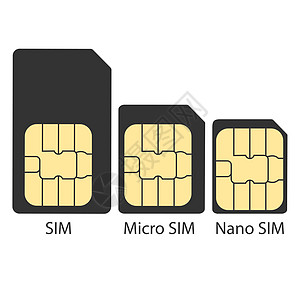 不同类型的SIM卡 矢量插图 平板设计数据手机等距阴影细胞芯片全球电话技术金子图片