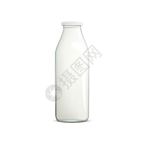 现实的 3D 牛奶瓶在白色上过滤农场桌子奶油食物液体牛奶产品营养瓶子包装图片