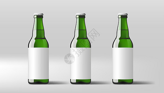 带白标签的现实的清啤酒瓶推广广告玻璃饮料长颈空白啤酒小样嘲笑瓶子图片