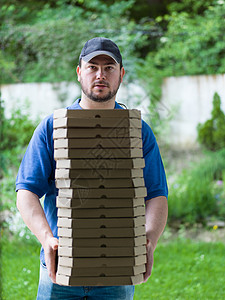 送比萨饼者运输职业服务送货工作食物盒子披萨盒成人餐厅图片