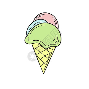手绘冰淇淋矢量图 用于设计的简单夏季颜色图标绘画冰淇淋餐厅标签刻字香草手绘草图涂鸦食物图片