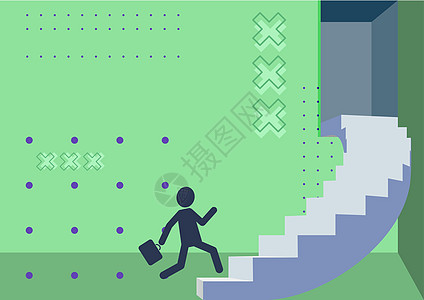 穿着西装的绅士在大台阶上向上奔跑 穿制服设计的人爬大楼梯显示进步和改进商务图形墙纸蓝色人士竞赛运动职业卡通片生长图片