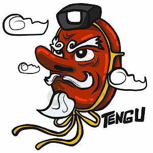 Tengu 面具(日鸟神)卡通矢量插图图片