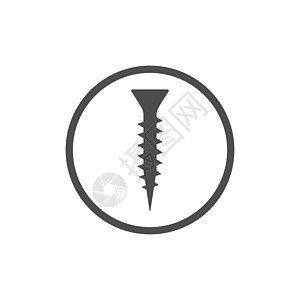 硬件 螺丝图标 矢量插图 平板设计工程工业商业机械白色钻头指甲锤子工作黑色图片