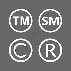 版权 注册商标 智能标记图标设置 矢量光学 平板设计插图收藏财产保护知识分子电脑白色专利网络法律图片