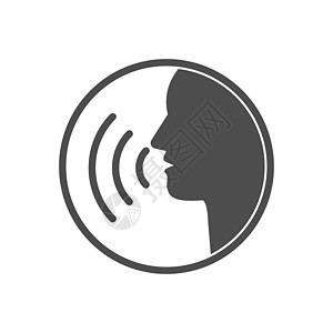 头部 说话 口语图标 矢量插图 平板设计噪音控制命令黑色标识听写扬声器技术男人高声图片