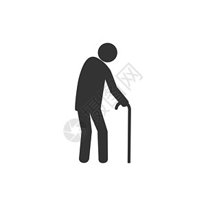 老人 行尸图标 矢量插图 平板设计男人衰老疼痛援助绘画事故成人帮助老年机动性图片