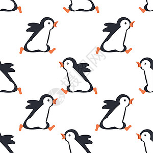 企鹅运行卡通无缝模式图片
