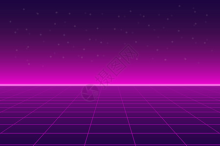 明亮的粉红紫色反光前锋背景未来风景1980年代风格狂欢插图激光潮人合成器科幻拱廊行星合成海浪图片