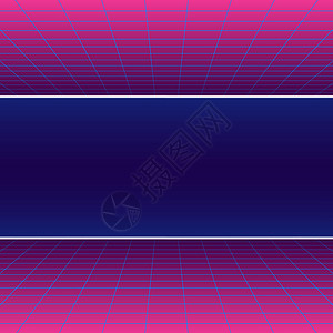 明亮的粉红紫色反光前锋背景未来风景1980年代风格行星星系狂欢游戏网格拱廊技术墙纸星星海报图片
