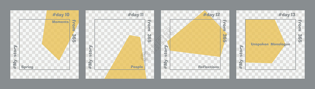一组最小的方形柱子 透明黄色几何形状和灰色文本模板 你的照片的地方 年度每日设计理念最适合社交媒体帖子和网络互联网广告销售搞笑营图片