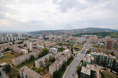 萨拉耶沃市风景建筑物游客首都地标天际场景城市街道全景天线图片