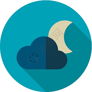 云月平面图标 气象学时间气象星星天气月光天空就寝睡觉徽章预报图片