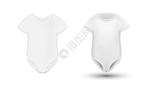 Slim和3D 白色半袖子婴儿泳衣图片
