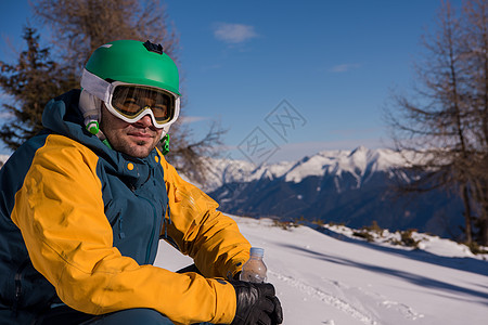雪板画像头盔闲暇蓝色风镜面具反射娱乐活动滑雪天空图片