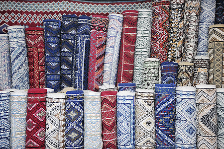 地毯或地毯店编织市场小地毯枕头装饰地面丝绸面料样本羊毛图片
