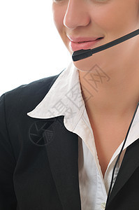 戴头耳机的女商务人士服务台人士生意女孩咨询麦克风帮助中心电话女士图片