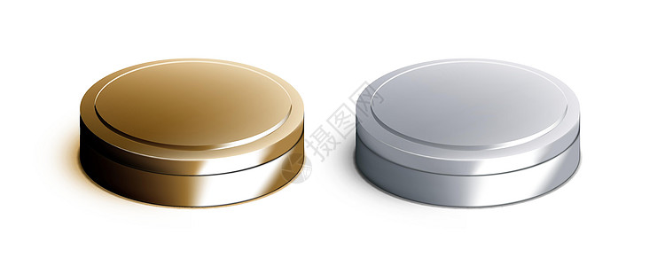 3D 白回合锡罐用于食品或化妆品罐头凝胶金属咖啡品牌贮存包装金子挫败厨房图片