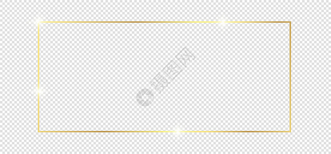 金色的闪亮发光框架 其阴影被隔绝在透明背景上 金色豪华古典传统现实矩形边框 插图 - 矢量图片