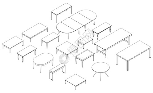 以黑线表格的轮廓设置 在白背景上隔离 直观视图 3D 矢量插图图片