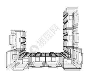 多层楼建筑的电线框架模型技术项目设计师文档工程建筑师房子印刷绘画公寓图片