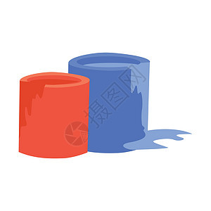 白背景矢量图上的蓝色和红色油漆桶(蓝和红漆桶)图片
