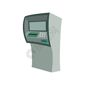 银行自动取款机提款机 用来提取钱款 在白色背景上孤立的现实矢量图片