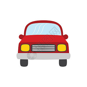 红色矢量插图车 白色背景上孤立的汽车 平面式红色汽车前视图 简单设计车辆符号背景图片