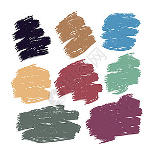 用于装饰海报 排版 传单等的画笔集 彩虹色有黄 红 紫 靛 蓝 粉 红 绿图片
