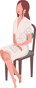 女性坐在半平板彩色向量的椅子上图片