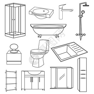 a 用于浴室和厕所的一组物品 矢量插图 透明且直观的图标图片