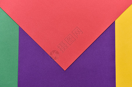 抽象几何纸背景 紫色 绿色 黄色和红色流行色 邀请卡 贺卡或网页设计的背景 创意复制空间 平躺图片