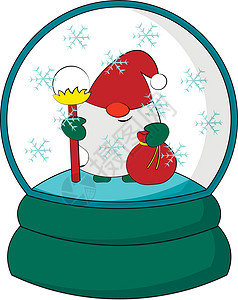 Gnome 圣诞雪球与 Gnome 圣诞圣诞老人 用颜色绘制插图图片