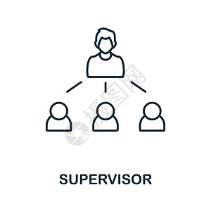 主管图标 公司管理集合中的行元素 用于网页设计 信息图表等的线性主管图标标志图片