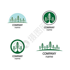 松树标识矢量图标针叶白色环境黑色公园森林木头生态绿色叶子图片