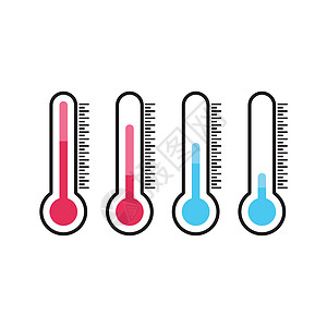 温度计矢量图标插图科学测量摄氏度气象温度乐器指标天气季节图片