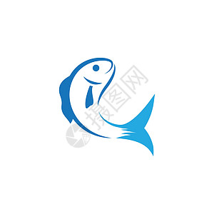 鱼类标识模板矢量图标圆形蓝色海浪动物店铺食物海洋菜单餐厅插图图片