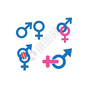 男性标志性别标志 vecto插图女权权利女孩女士主义者男人标识男生浪漫插画