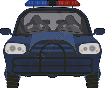 空警车矢量图 高性能警车 城市警车巡逻 带闪光灯的安全应急汽车图标 现代海报概念 白色隔离贴纸图片