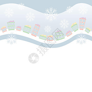 平方背景 网站上限 明信片或书     冬季村庄或雪中房屋的插图博客笔记本纺织品包装项目背景图片
