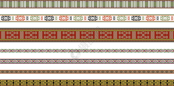 带有民族装饰品的装饰性线条 立陶宛传统多彩模式几何学边界风格涂鸦条纹中风平铺饰品插图纺织品图片