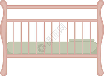复古风格的儿童木制婴儿床 带抽屉的老式婴儿床 浅绿色儿童木制新生儿家具 在白色背景上孤立的矢量图新生房子插图玩具家庭睡眠床单女孩图片