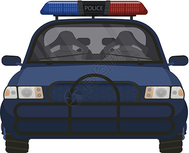 警车简单插图 前视图安全逮捕部门警告发动机控制交通服务警笛车辆图片