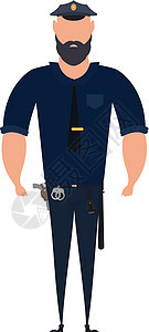 警察向量 警察职业 警察警卫角色或安全人员平面图标隔离在白色背景上 制服插图中的巡警城市执法设计权威巡逻员男性成人帽子刑事犯罪图片