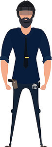 警察职业 警察警卫 或安全人员平板图标 在白色背景上被隔离开来 -是的 长官图片