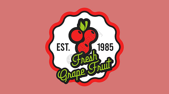 水果logoRetro 样式中的新葡萄Logo概念身份酒吧徽章产品餐厅饮料菜单酒精标签酒厂插画