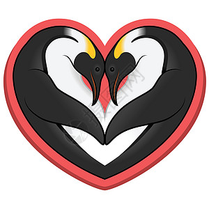 以心脏形状显示企鹅的情况诊所标识商店恋爱爱情故事数字收容所艺术兽医庆典图片