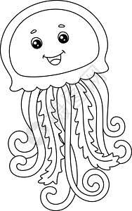 为孩子们孤立的 Jellyfish 彩色页面图片