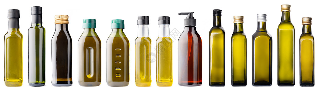 白上孤立的橄榄油瓶玻璃液体团体烹饪食物厨房工作室反射美食静物图片